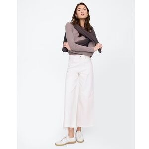 Gap High Rise Wide-Leg White Cropped Jeans Size 28 Raw Hem
